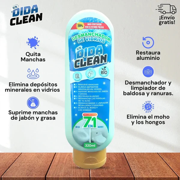 DIDA CLEAN® Limpia vidrios con manchas, al instante y sin esfuerzo