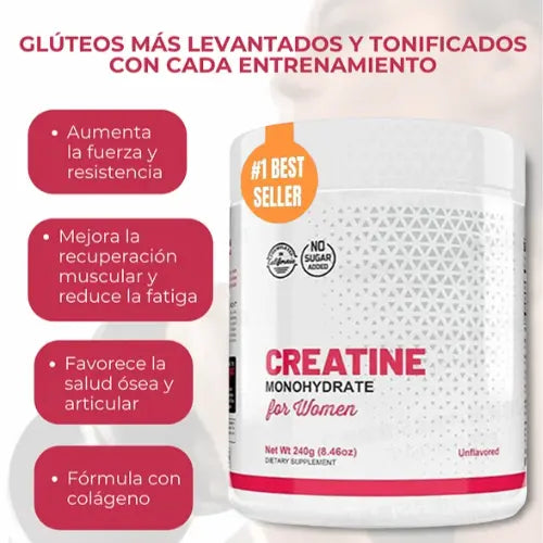 Creatina con Colágeno™ Potencia el crecimiento de glúteos y piernas, sin engorda