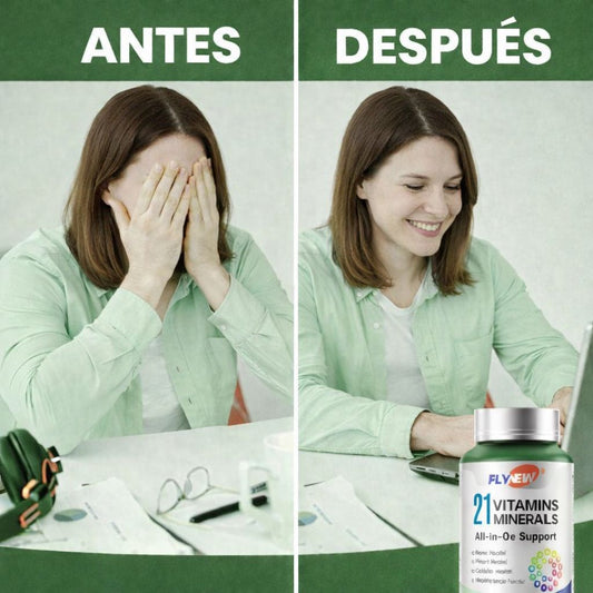 FLY NEW 21 Vitaminas y Minerales® Despídete de la niebla mental y recupera tu concentración máxima en solo días
